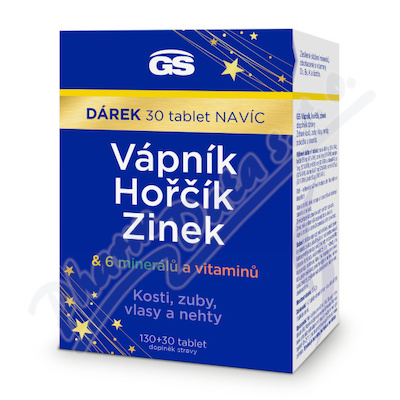 GS Vápník Hořčík Zinek tbl.130+30 dárek