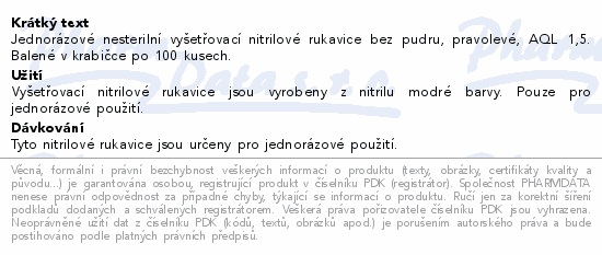 Rukavice nitrilové MAXTER bezpudrové vel.L 100ks