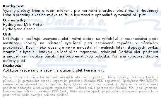 VIVAPHARM kozí krém výživný pleťový 30+ 50ml