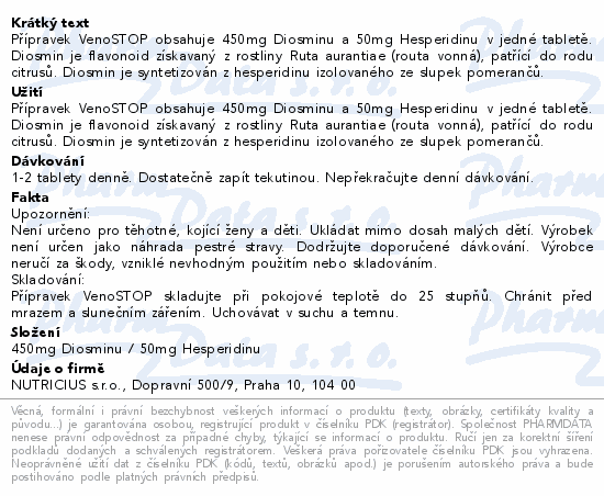 VenoSTOP Diosmin 450mg/Hesperidin 50mg tbl.60