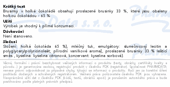 POEX Choco Exclusive Brusnice v hořké čoko.175g