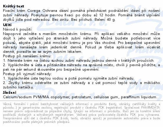 Corega Ochrana dásní fixační krém 40g