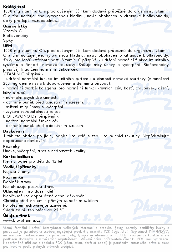 Vitamín C 1000mg+šípky 25mg+bioflav.34mg tbl.90+30