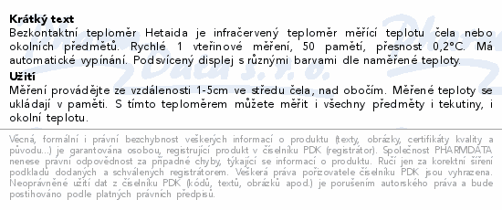 Teploměr bezkontaktní infračervený HeTaiDa