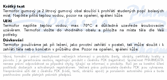 Termofor zahřívací láhev 2l