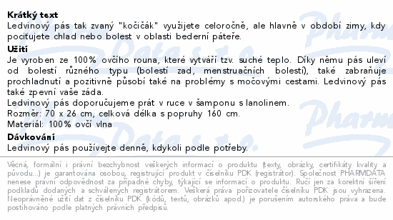 Ledvinový oboustranný pás z ovčí vlny béžový