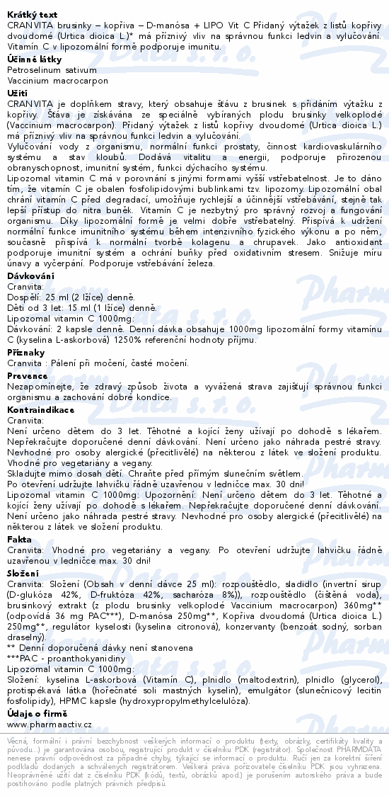 Lipozomal Vit.C 1000mg cps.60+Cranvita 250ml