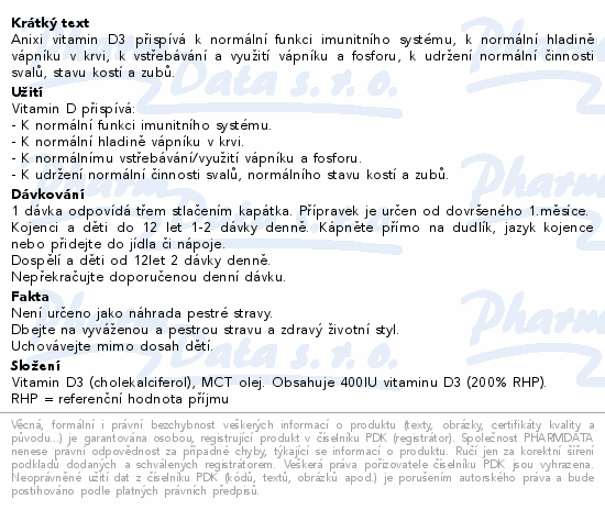 Anixi vitamin D3 kapky 25ml