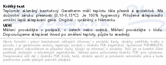 Geratherm classic teploměr skleněný bezrtuťový