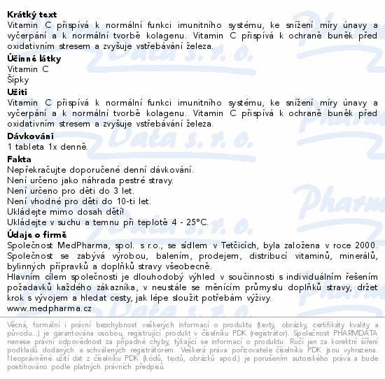 MedPharma Vitamin C 500mg s šípky prod.úč.tbl.107